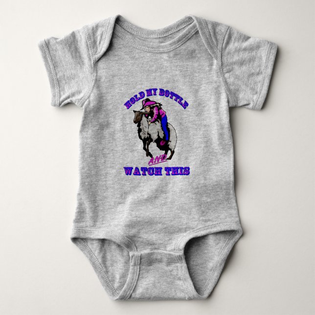 Rodeo Cowgirl Mutton Bustin" Flasche Sehen Baby Strampler (Vorderseite)