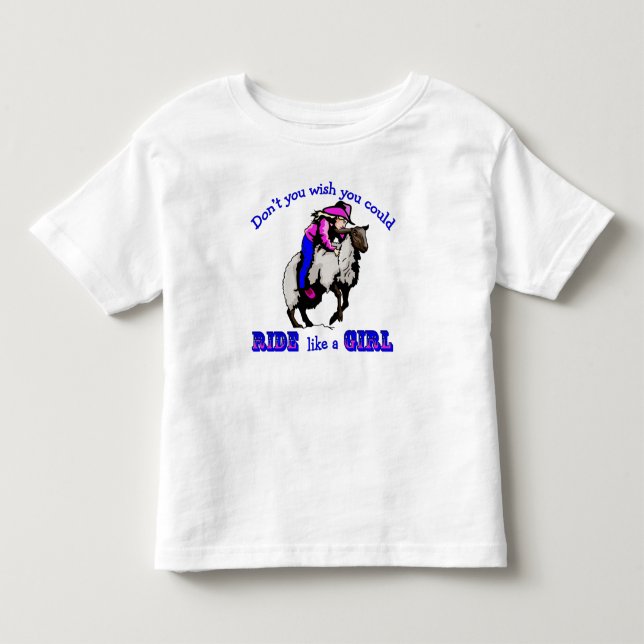 Rodeo Cowgirl Mutton Bustin" Ride wie ein Mädchen Kleinkind T-shirt (Vorderseite)