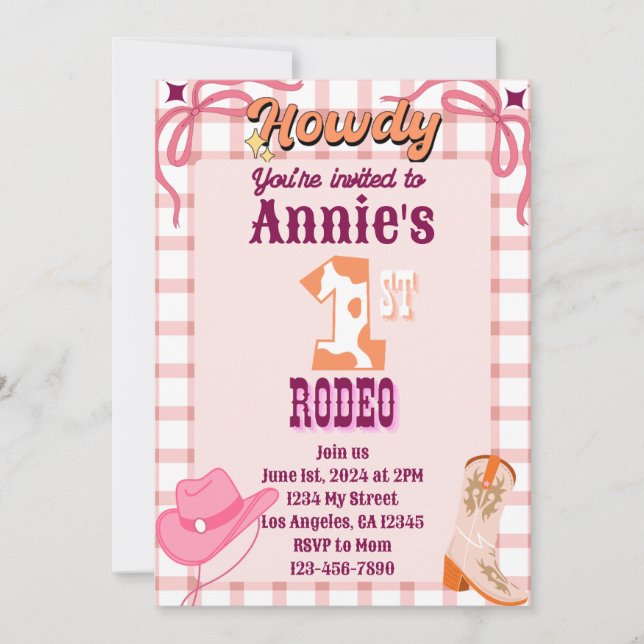 Rodeo Cowgirl Thema Geburtstag Einladung (Vorderseite)
