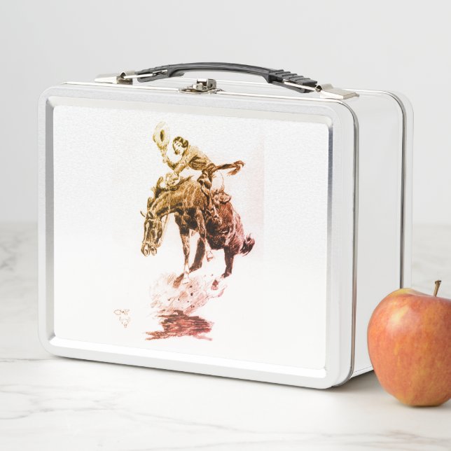 Rodeo Cowgirl (von C.M. Russell) Metall Brotdose (Beispiel)