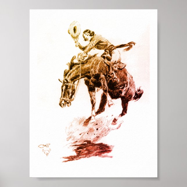 Rodeo Cowgirl (von C.M. Russell) Poster (Vorne)