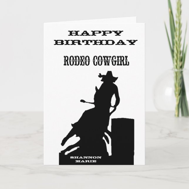 "Rodeo Cowgirl" Western Geburtstagskarte Karte (Vorderseite)