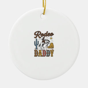 Rodeo Daddy Vintage Western Cowboy Shirt Design_1 Keramik Ornament