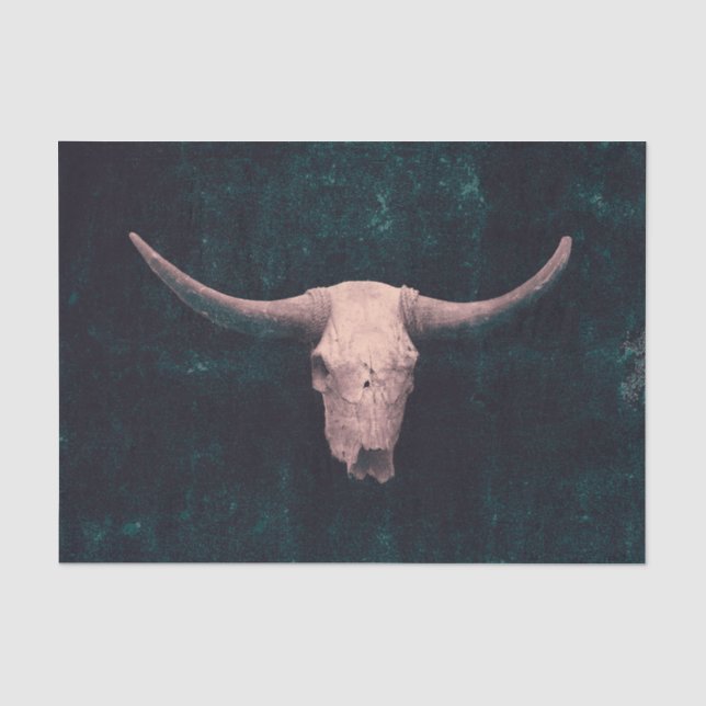 Rodeo Dark Aquamarin Green Rustic Western Bull Sku Seidenpapier (Vorderseite)