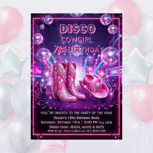Rodeo Disco Cowgirl 18. Geburtstag Einladung