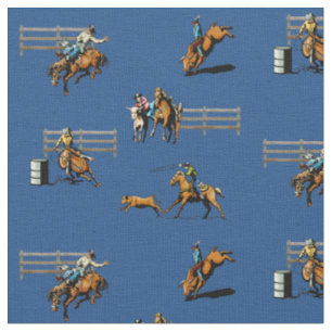 Rodeo-Ereignis-Western-Cowboy-Cowgirl-Pferd Stoff
