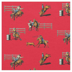 Rodeo-Ereignis-Western-Cowboy-Cowgirl-Pferd Stoff
