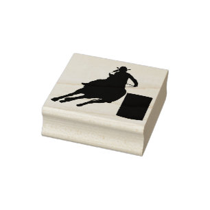 Rodeo-Fass-Laufen/Cowgirl Gummistempel