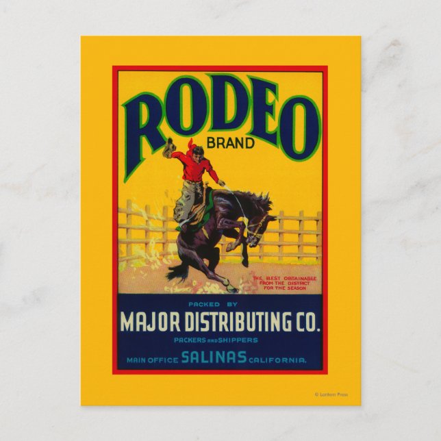 Rodeo Gemüse LabelSalinas, CA Postkarte (Vorderseite)