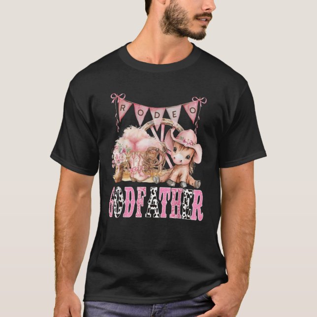 Rodeo GodPater Pink Coquette CowGirl 1St Geburtsta T-Shirt (Vorderseite)