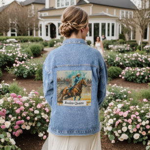 Rodeo Königin Barrel Racing Cowgirl Aquarell Jeansjacke