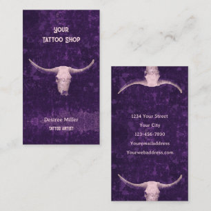 Rodeo Lila Western Tattoo Shop Rustikales Bull Sku Visitenkarte