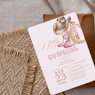 Rodeo Little Cowgirl Mädchen Dusche Rosa Rosa Einladung
