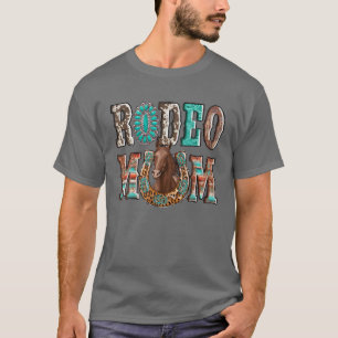 Rodeo Mama Pferd Western Cowhide Mama Leopard Turq T-Shirt