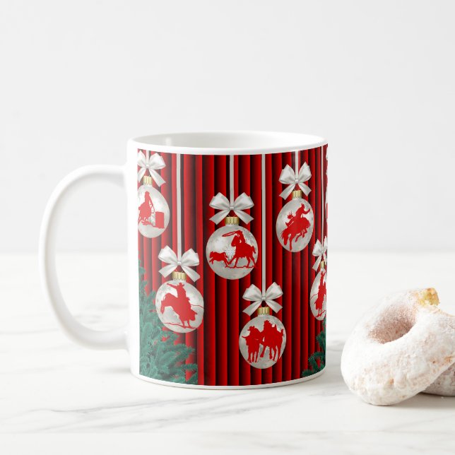 Rodeo-Ornamente auf der Roten Tasse (Mit Donut)
