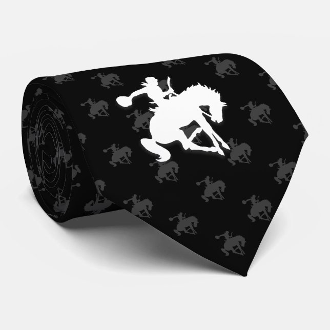 Rodeo Pferde | Schwarz Krawatte (Gerollt)