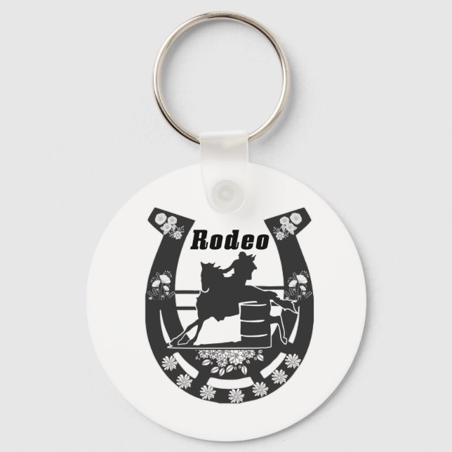 Rodeo Pferdeschuh - Barrel Racing Design Schlüsselanhänger (Vorderseite)