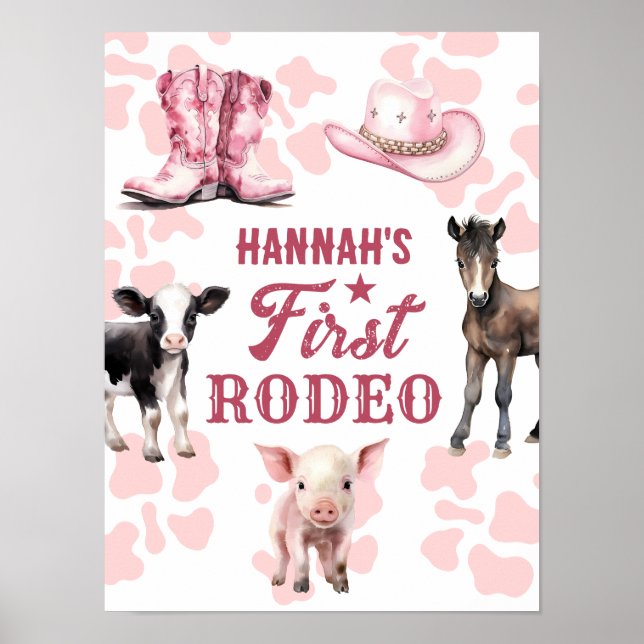 Rodeo Pink Birthday Poster (Vorne)