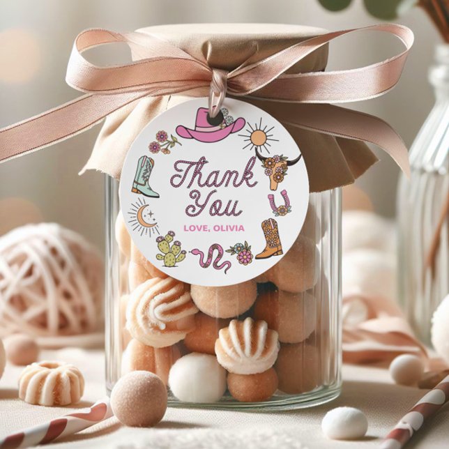 Rodeo Pink Western Cowboy Birthday Vielen Dank Geschenkanhänger (Von Creator hochgeladen)