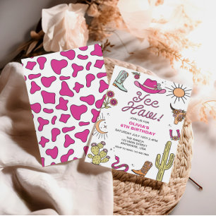 Rodeo Pink Western Geburtstag Einladung