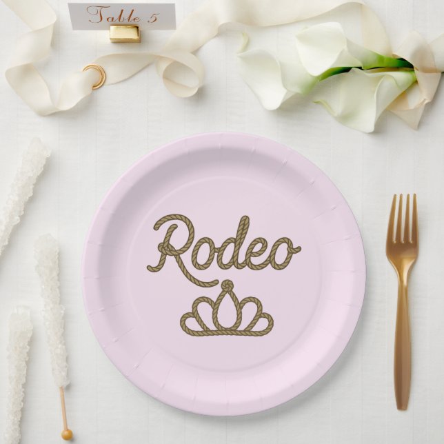 Rodeo Queen Country Western Tiara Crown Pink Pappteller (Hochzeit)