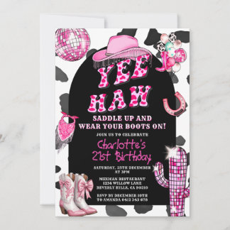 Rodeo Retro Cowgirl Birthday ANY AGE Dance Party Einladung