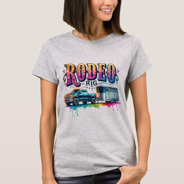 Rodeo Rig Truck und Pferdeanhänger T-Shirt (Vorderseite)
