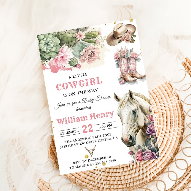 Rodéo rose Western Cowgirl Baby shower invitation (Créateur téléchargé)
