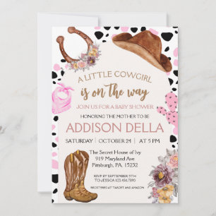 Rodéo rose Western Cowgirl Baby shower invitation