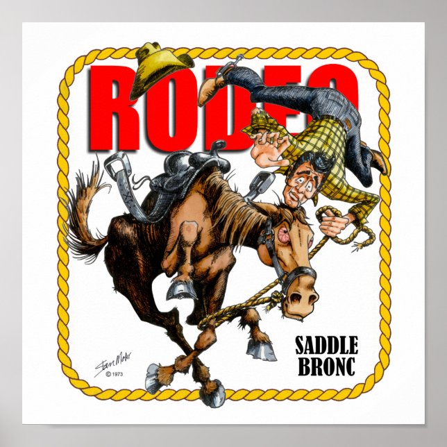 Rodeo Saddle Bronc Rider Print Poster (Vorne)