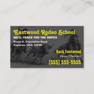 Rodeo-Schule   Cowboy-Roping-Instruktor-Karte Visitenkarte