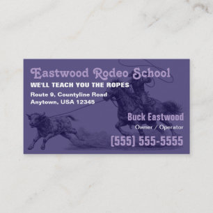 Rodeo-Schule   Cowboy-Roping-Instruktor-Karte Visitenkarte