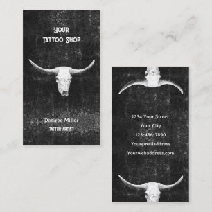 Rodeo Schwarz-weißer Western Tattoo Shop Bull Skul Visitenkarte