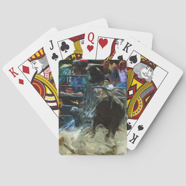 Rodeo-Stier-Fahrt, die abstrakten Impressionismus Spielkarten (Rückseite)