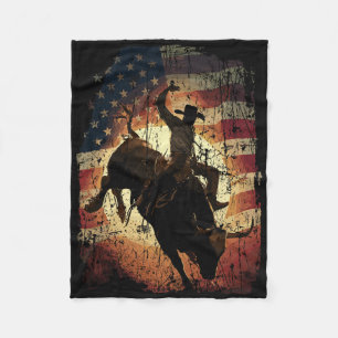 Rodeo-Stier-Reiter Patriotischer Cowboy USA-Flagge Fleecedecke