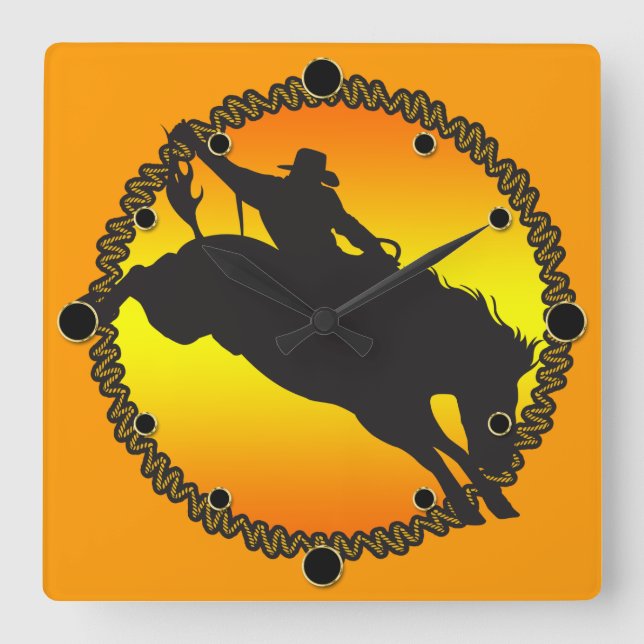 Rodeo Sunset Wall Clock Quadratische Wanduhr (Vorderseite)