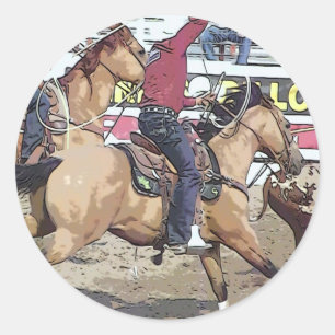 Rodeo Team Roping Runder Aufkleber