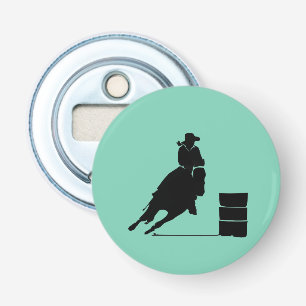 Rodeo Theme Cowgirl Barrel Racing Silhouette Flaschenöffner
