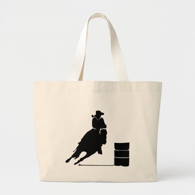 Rodeo Theme Cowgirl Barrel Racing Silhouette Jumbo Stoffbeutel (Vorne)