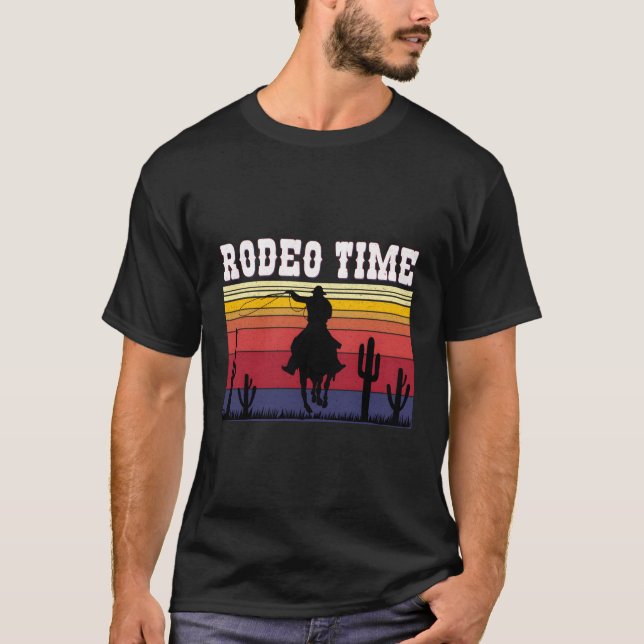 Rodeo Time Kuw Pferd Lasso Rodeo Zeit T-Shirt (Vorderseite)