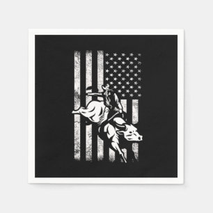 Rodeo USA Flag Bull Riding Cowboy Country Gi Serviette