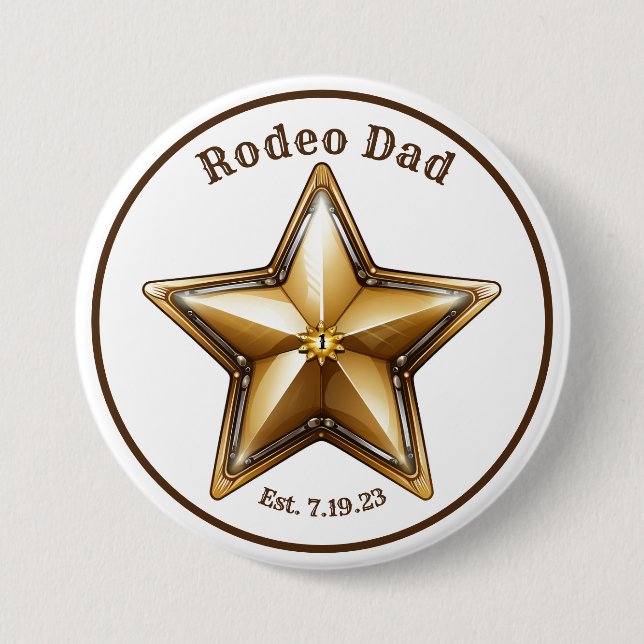 Rodeo Vater Sheriff Star Button (Vorderseite)