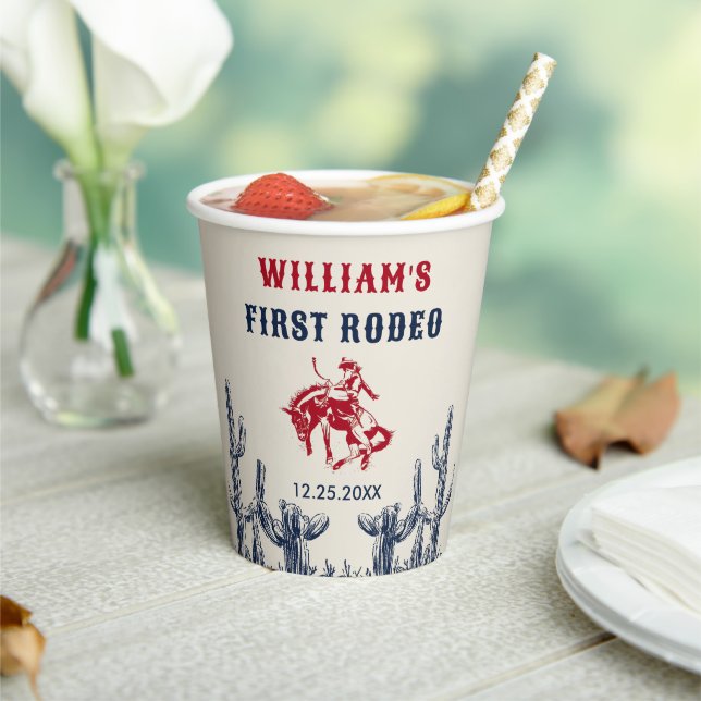 Rodeo Western Cowboy 1. Geburtstag Party Pappbecher (In Situ)