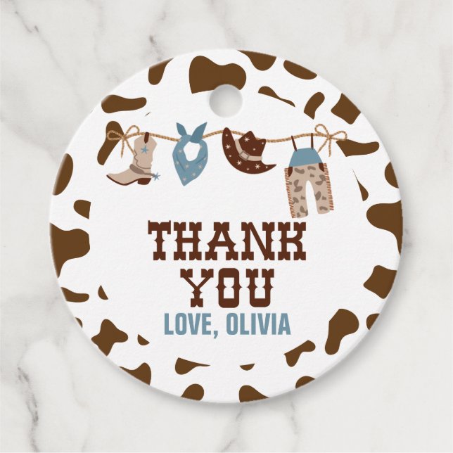 Rodeo Western Cowboy Baby Dusche Geschenkanhänger (Vorderseite)