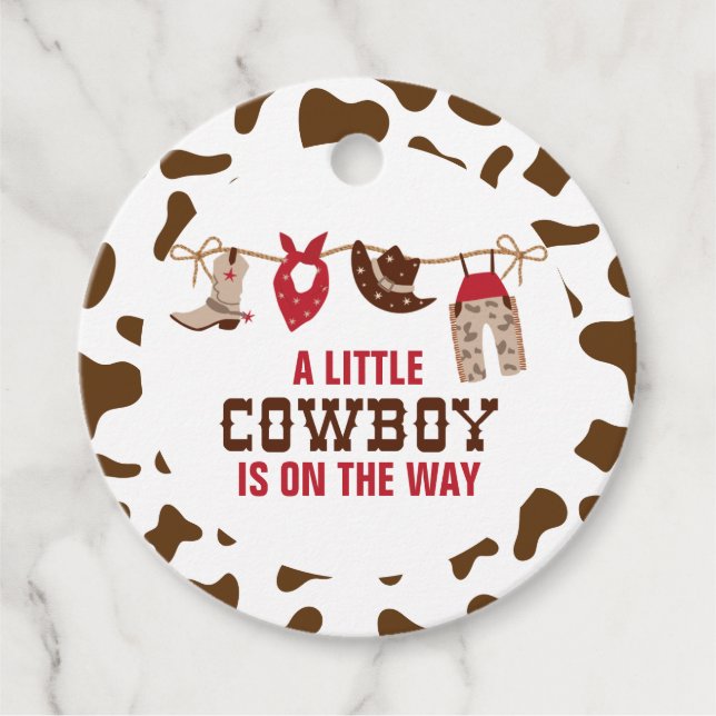 Rodeo Western Cowboy Baby Dusche Geschenkanhänger (Vorderseite)