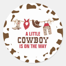 Rodeo Western Cowboy Baby Dusche Runder Aufkleber