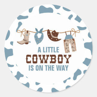 Rodeo Western Cowboy Baby Dusche Runder Aufkleber