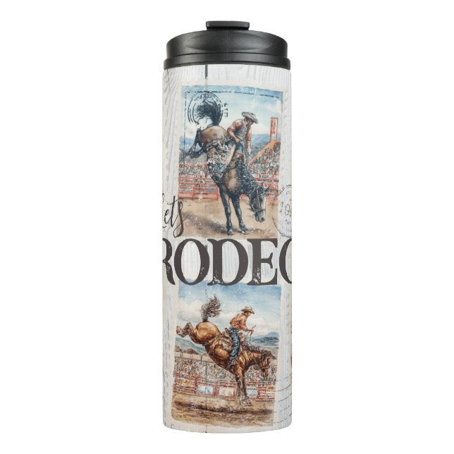Rodeo Western Cowboy Horse Bucking Thermosbecher (Vorderseite)
