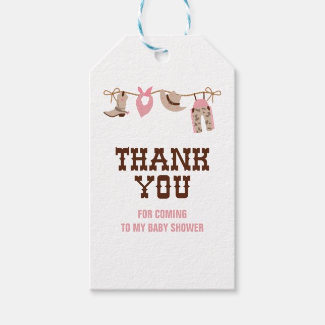 Rodeo Western Cowgirl Babydusche Geschenkanhänger (Vorderseite)