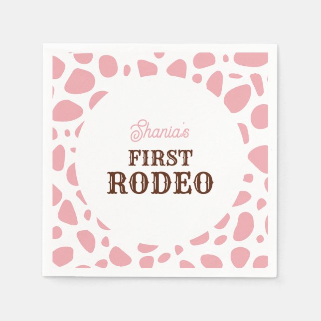 Rodeo Wild West Pink Girl Erstgeburt Serviette (Vorderseite)
